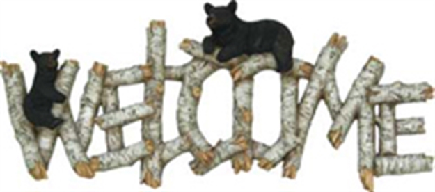 Picture of River's Edge Gifts Edge Birch Bear Welcome Plaque 1383