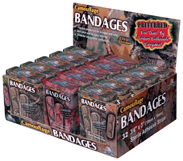 Picture of River's Edge Gifts Edge Bandages Display 15 Tins OF 32-Camo Bandages
