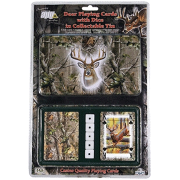 Picture of River's Edge Gifts Playing Cards And Dice IN Tin - Mossy Oak Deer 1569 643323156902