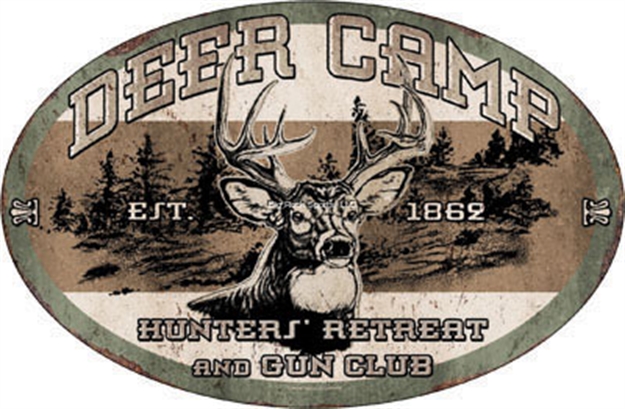 Picture of River's Edge Gifts Edge Deer Camp Oval Tin Sign