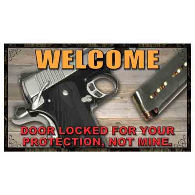 Picture of River's Edge Gifts Edge Door Mat 18"X30" Door Locked Your Protection