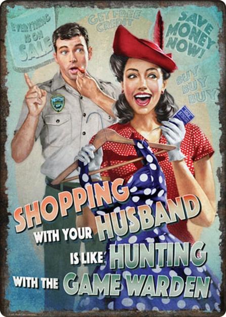 Picture of River's Edge Gifts Edge Embossed Sign 12"X17" "Hunting W/Game Wardn"