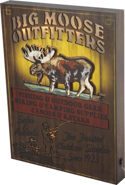 Picture of River's Edge Gifts Edge Led Lighted Wall Sign "Big Moose Outfitters"