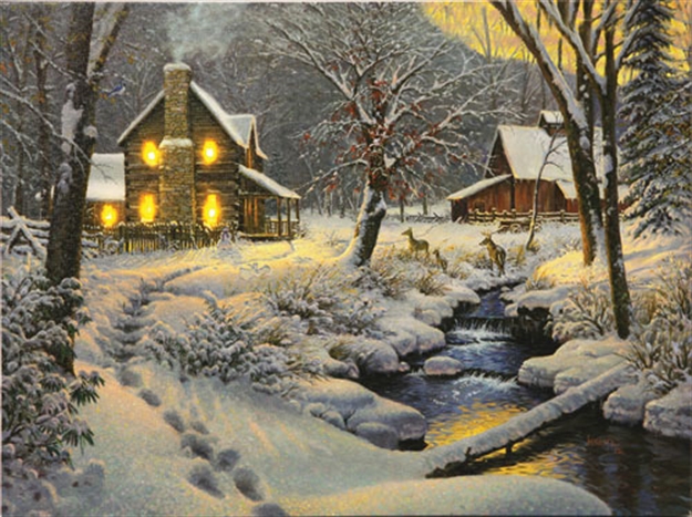 Picture of River's Edge Gifts Edge Led Wrapped Canvas Art 16"X12" Warm & Cozy 1768