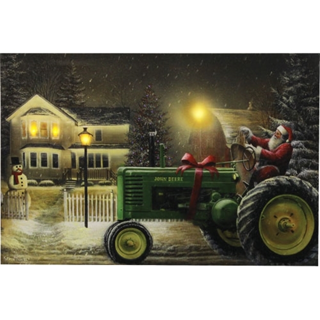 Picture of River's Edge Gifts Edge Led Wrapped Canvas Art 24"X16" Santa ON Tractor