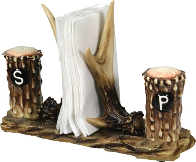 Picture of River's Edge Gifts Edge Resin Antler Salt & Pepper Shakers Napkin Holder 520 643323520000
