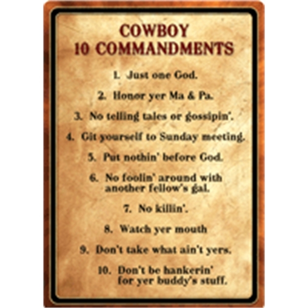 Picture of River's Edge Gifts Edge Sign 12"X17" "Cowboy 10 Commandments" 1529
