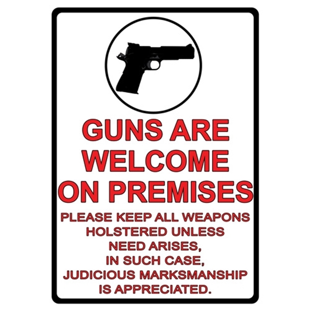 Picture of River's Edge Gifts Tin Sign 12In X 17In - Guns Are Welcome 1499Z