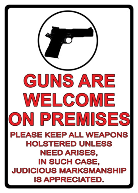 Picture of River's Edge Gifts Tin Sign 12In X 17In - Guns Are Welcome 1499Z 643323149904