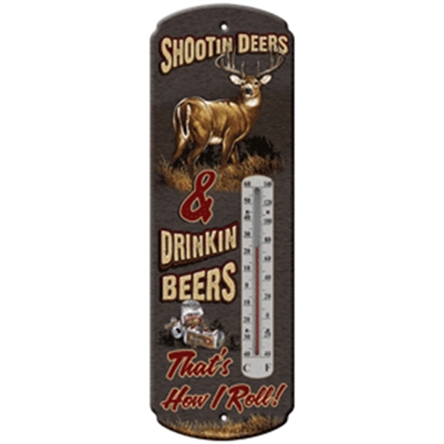 Picture of River's Edge Gifts Edge Thermometer "Shootin Deer & Drinkin Beers" 1339
