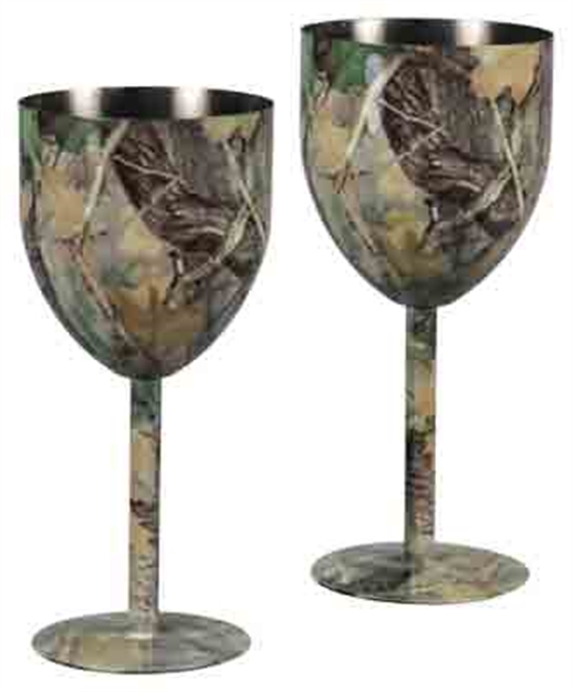 Picture of River's Edge Gifts Edge Wine Glasses 2-Pk. Stainless Steel Camoflage