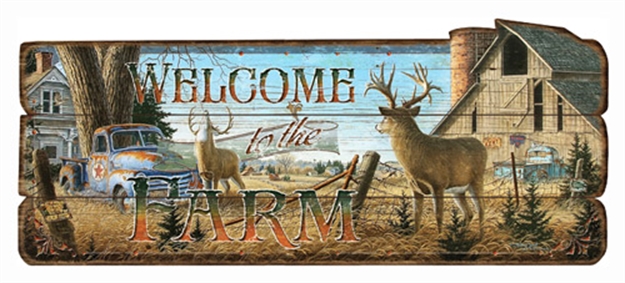Picture of River's Edge Gifts Edge Wood Sign 34"X14" "Welcome TO The Farm"