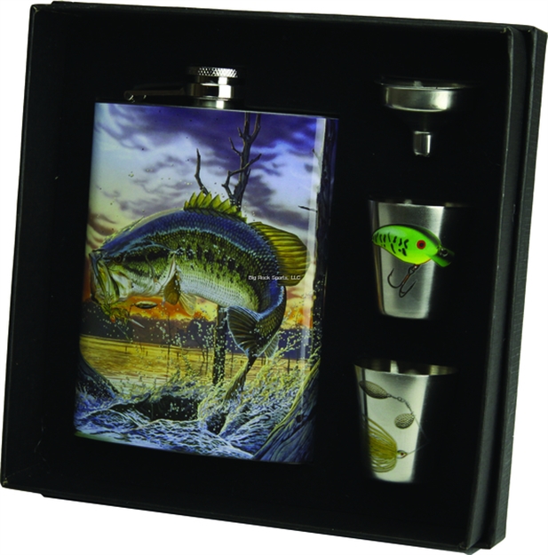 Picture of River's Edge Gifts Flask And Shot Set - Bass