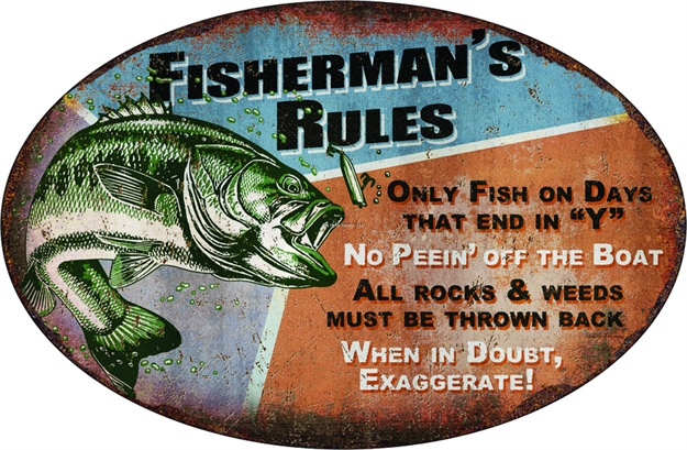 Picture of River's Edge Gifts Tin Sign 11" X 16" - Fisherman's Rules