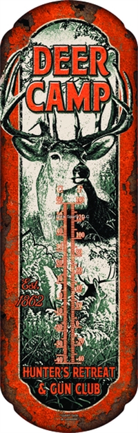 Picture of River's Edge Gifts Tin Thermometer - Deer Camp