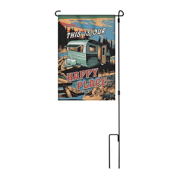 Picture of Rivers Edge Lawn Flag 14In X 22In With Pole - Happy Place