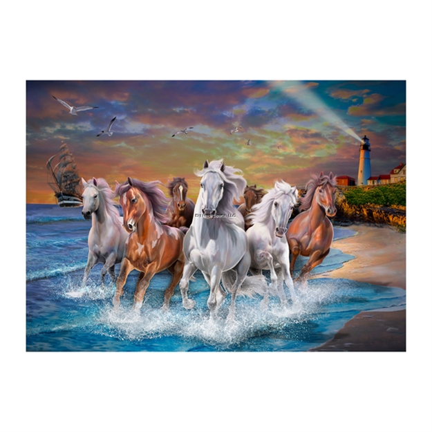 Picture of Rivers Edge Puzzle IN Tin 1000-Piece, Horses ON Seashore