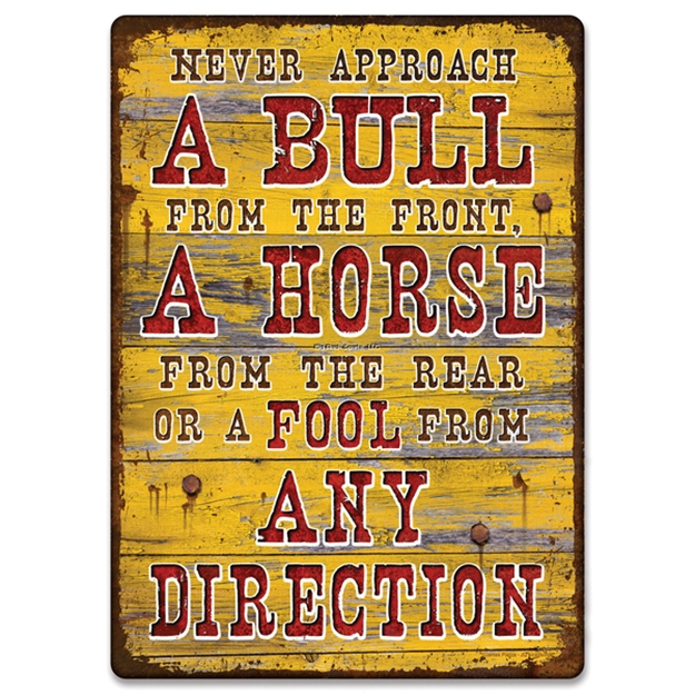 Picture of Rivers Edge Tin Sign 12In X 17In - Bull Direction
