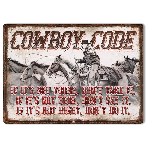 Picture of Rivers Edge Tin Sign 12In X 17In - Cowboy Code