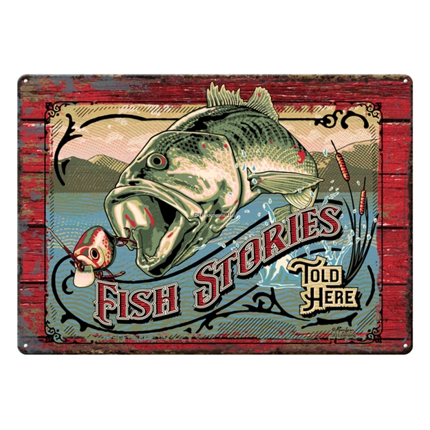 Picture of Rivers Edge Tin Sign 12In X 17In - Fish Stories