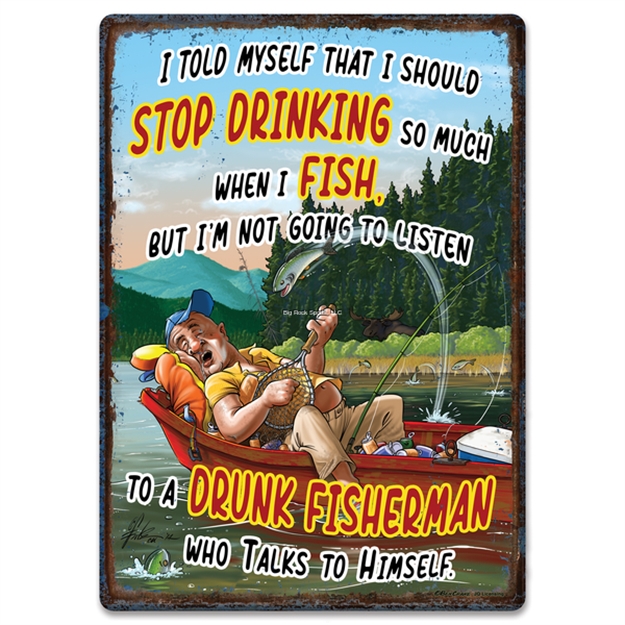 Picture of Rivers Edge Tin Sign 12In X 17In - Fishing Drinking