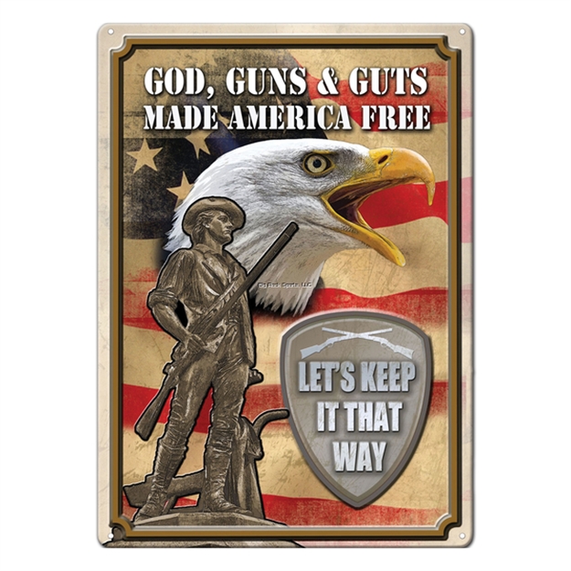 Picture of Rivers Edge Tin Sign 12In X 17In - God, Guns, Guts