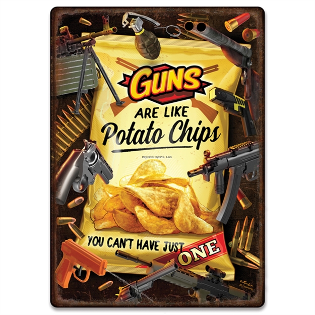 Picture of Rivers Edge Tin Sign 12In X 17In - Guns Chips