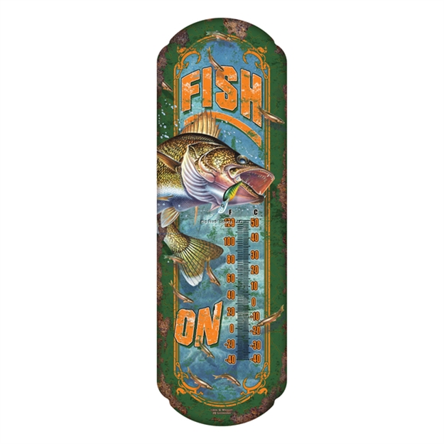 Picture of Rivers Edge Tin Thermometer - Fish ON