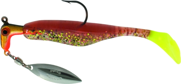 Picture of Road Runner Awesome Walleye Runner Jig W/Spinner Black-Gold-Gold/Chartreuse  1/4 OZ 2Pk