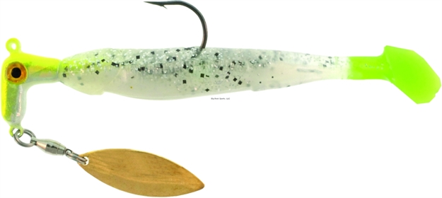 Picture of Road Runner Bozka Salt Runner Jig W/Spinner Chartreuse/S&P-Chartreuse Tail 1/4 OZ 2Pk