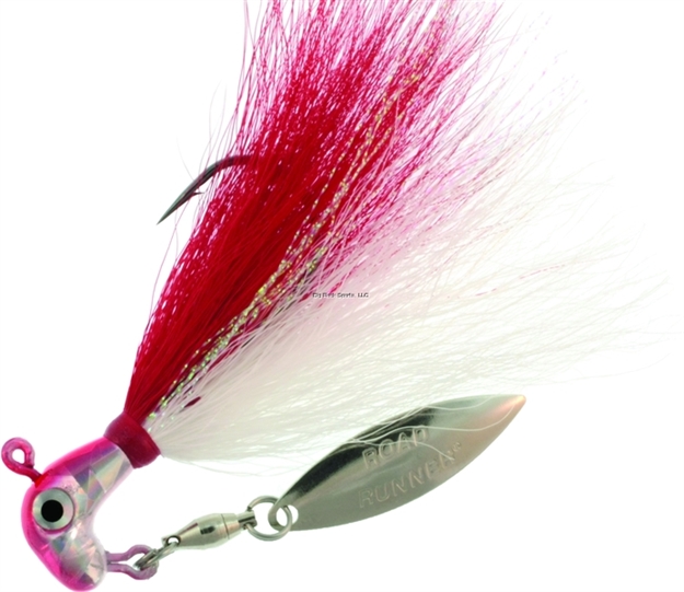 Picture of Road Runner Bucktail Pro Jig W/Spinner Chrome Red Head/White 1/8 OZ 1Pk