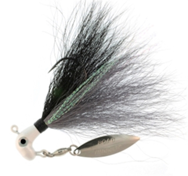 Picture of Road Runner Bucktail Pro Jig W/Spinner Pearl/Grey Throat/Black/Grey 3/8 OZ 1Pk BP-38-019