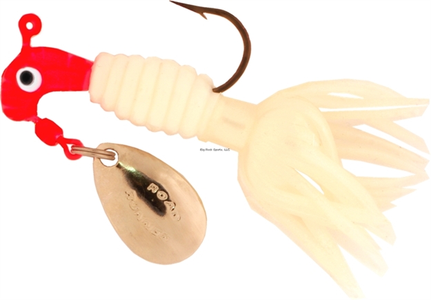 Picture of Road Runner Crappie Thunder Jig W/Spinner, 1/16 Oz, Fluorescent Red/White Strip, Strip Card