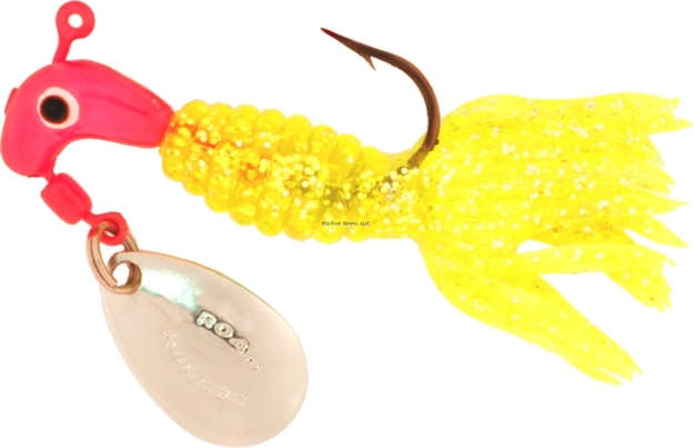 Picture of Road Runner Crappie Thunder Jig W/Spinner, 1/16 Oz, Red/Chartreuse Strip, Strip Card