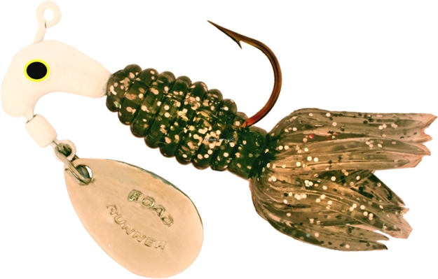 Picture of Road Runner Crappie Thunder Jig W/Spinner, 1/16 Oz, White/Silver Shad Strip, Strip Card