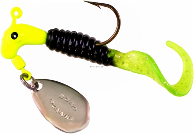 Picture of Road Runner Curly Tail Jig W/Spinner, 1/16 Oz, Chartreuse/Black/Chartreuse, Strip Card