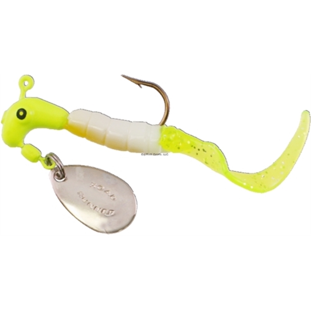Picture of Road Runner Curly Tail Jig W/Spinner, 1/16 Oz, Chartreuse/White/Yellow/Chartreuse, Strip Card