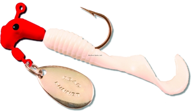 Picture of Road Runner Curly Tail Jig W/Spinner, 1/8 Oz, Red/White, 2/Pack