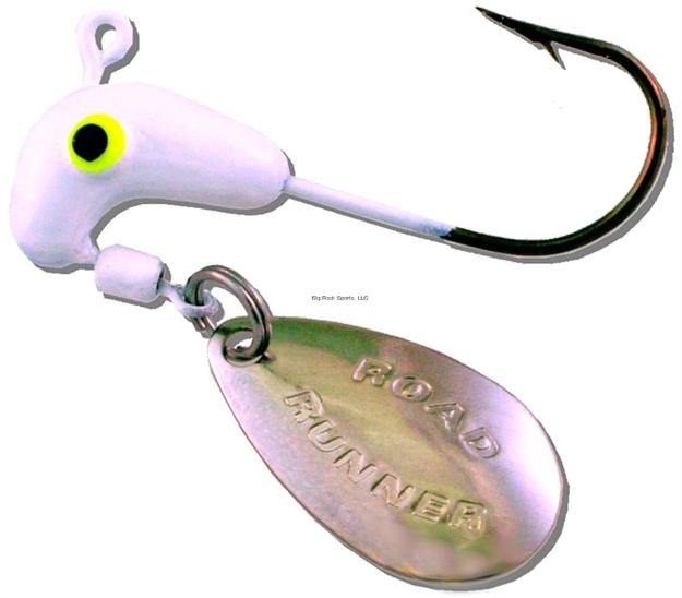 Picture of Road Runner Jig Head W/Spinner, 1/32 Oz, White, 4/Pack