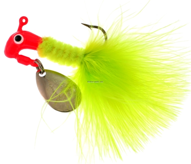 Picture of Road Runner Marabou Jig W/Spinner, 1/16 Oz, Fluorescent Red/Chartreuse Strip, Strip Card