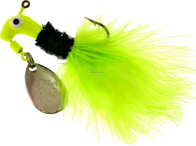 Picture of Road Runner Marabou Jig W/Spinner, 1/32 Oz, Chartreuse/Black/Chartreuse Strip, Strip Card