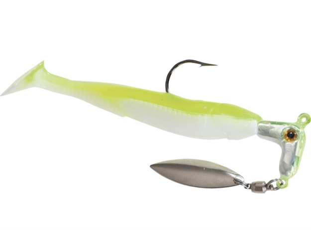 Picture of Road Runner Randy's Swim-N-Runner Heads W/Spinner, 3/8 Oz, 3.5" Bang Shad Body, Lemon Shad/White Alewife, 1/Pack RHSR-38-501