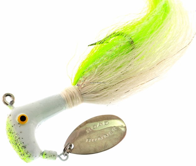 Picture of Road Runner Striper Bucktail Jig W/Spinner, 1/2 Oz, Chartreuse/White/Chartreuse Strip, Strip Card
