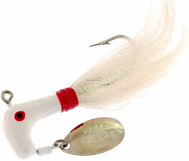 Picture of Road Runner Striper Bucktail Jig W/Spinner, 1 Oz, White/Red/Throat White Strip, Strip Card