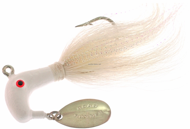 Picture of Road Runner Striper Bucktail Jig W/Spinner, 1 Oz, White/White Strip, Strip Card