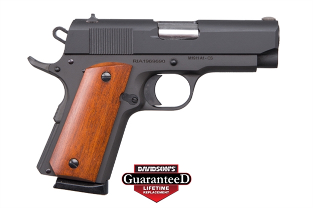 Picture of  Rock Island 51417 GI Standard MS *Ca Compliant 45 Acp Caliber With 4.20" Barrel, 8+1 Capacity, Overall Black Parkerized Finish Steel, Beavertail Frame, Serrated Slide & Wood Grip 4806015514176