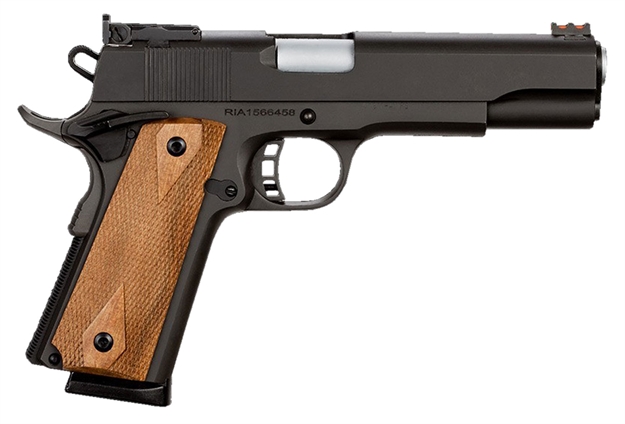 Picture of  Rock Island 51434 Pro Ultra Match *Ca Compliant 45 Acp Caliber With 5" Barrel, 8+1 Capacity, Overall Black Parkerized Finish Steel, Beavertail Frame, Serrated Slide & Checkered Wood Grip 806015514343