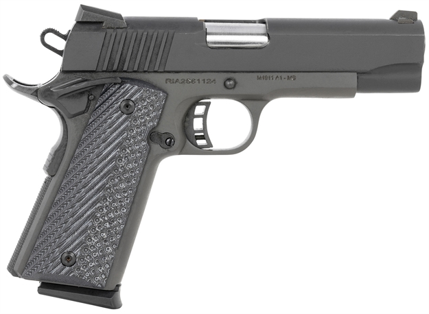 Picture of  Rock Island 51531 M1911-A1 Standard MS 45 Acp 8+1 4.30" Button-Rifled Barrel, Black Parkerized Steel Frame W/Beavertail, Parkerized Serrated Slide, Black/Gray G10 Grip, Grip Safety