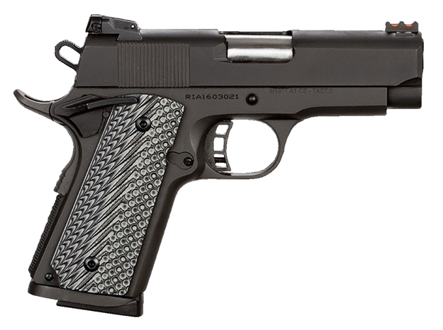 Picture of  Rock Island 51585 Rock Ultra Cs-L 45 Acp Caliber With 3.60" Barrel, 7+1 Capacity, Black Anodized Finish Aluminum Beavertail Frame, Serrated Black Parkerized Steel Slide & Black/Gray G10 Grip