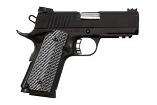 Picture of  Rock Island 51470 Tac Ultra CS 45 Acp Caliber With 3.62" Barrel, 7+1 Capacity, Overall Black Parkerized Finish Steel, Picatinny Rail/Beavertail Frame, Serrated Slide & Black/Gray G10 Grip 806015514701